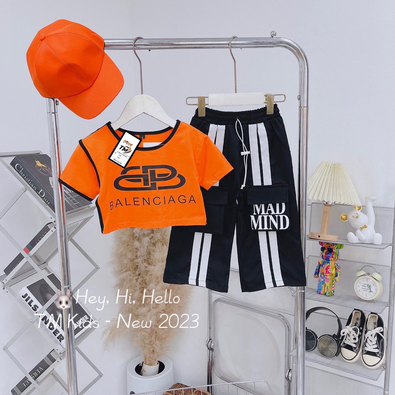 Bg406- sét 3 chi tiết crop bb quần kaki xuông bé gái
