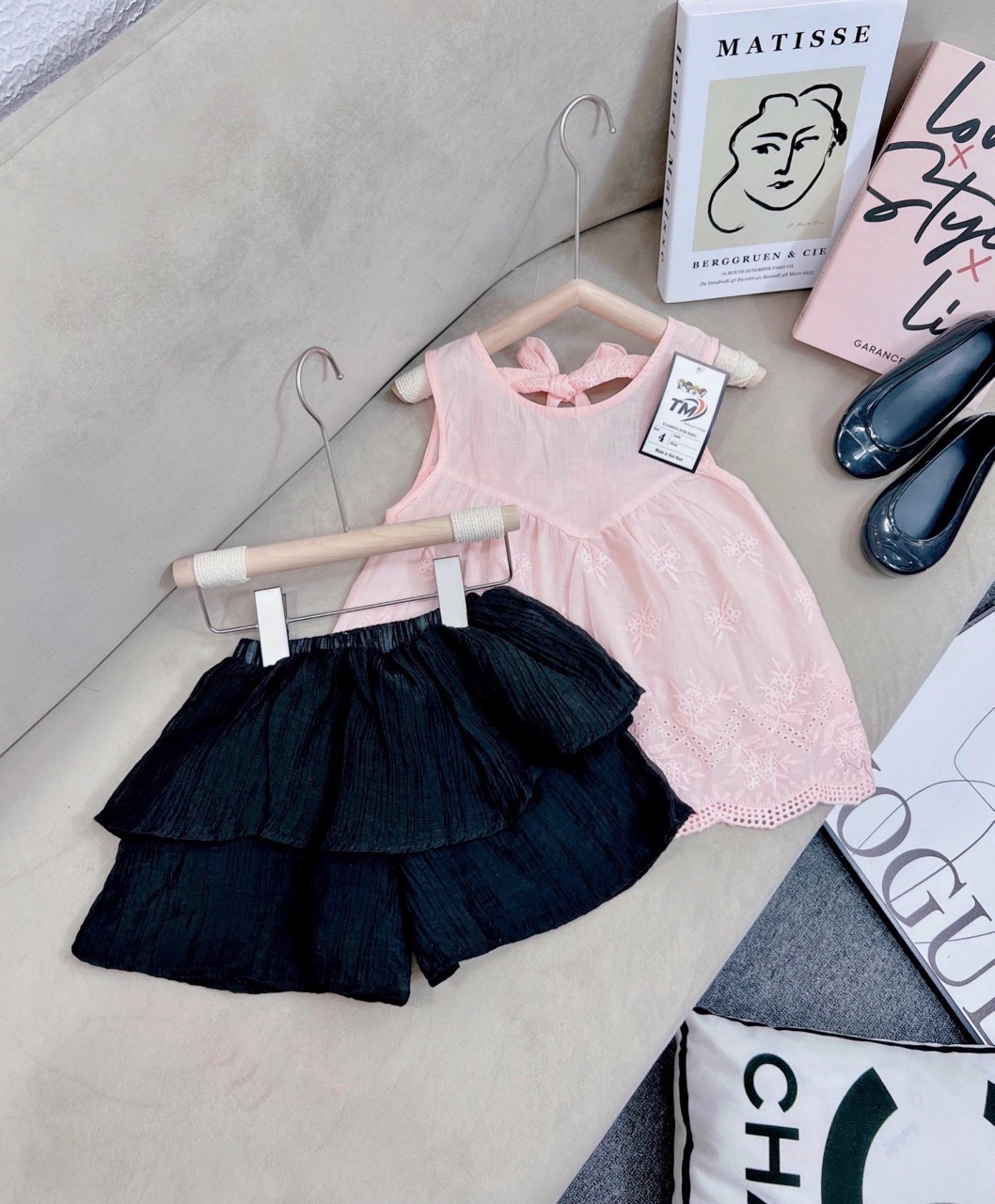 Bg518- áo babydoll quần giả váy tm cho bé