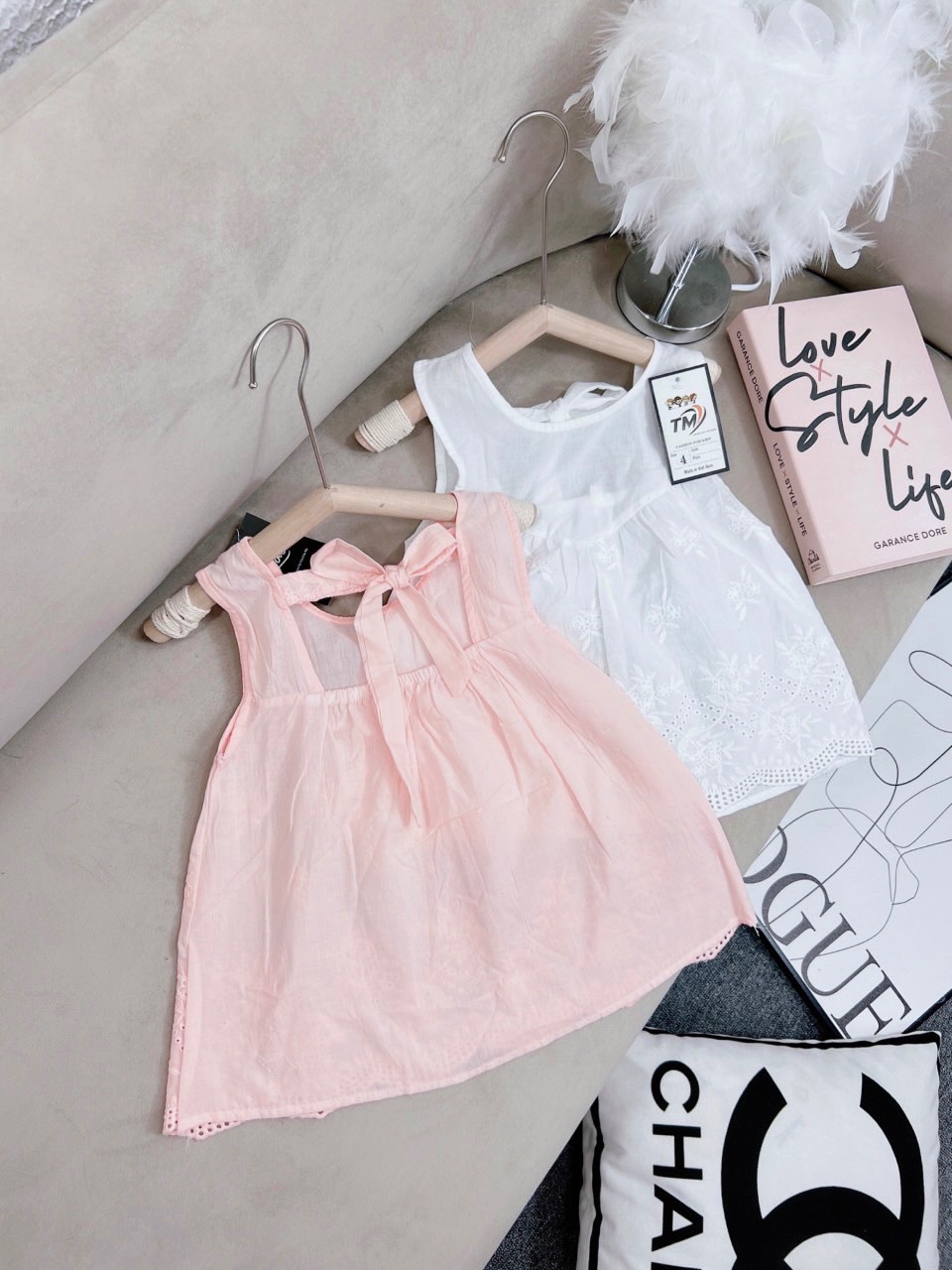 Bg518- áo babydoll quần giả váy tm cho bé
