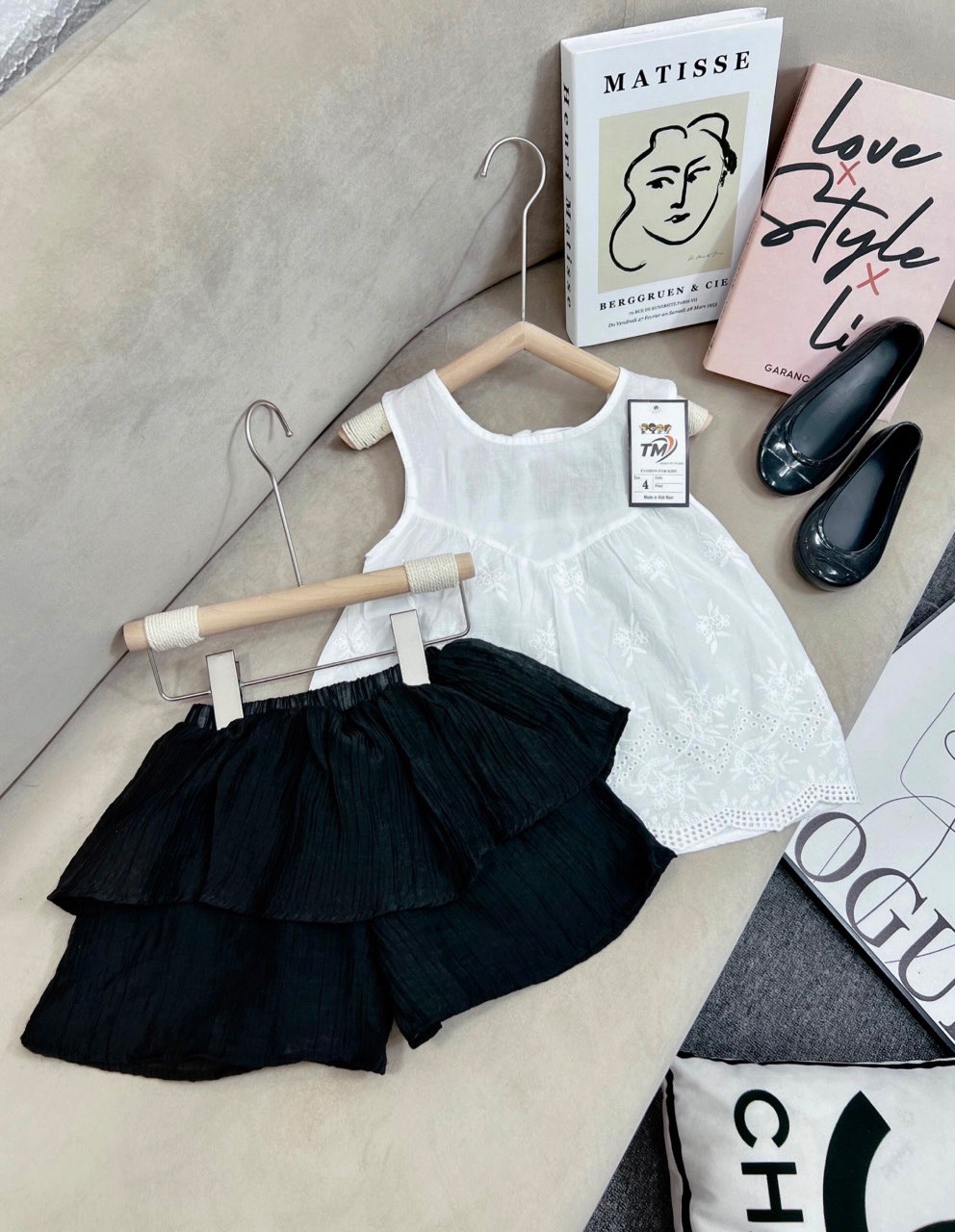 Bg518- áo babydoll quần giả váy tm cho bé