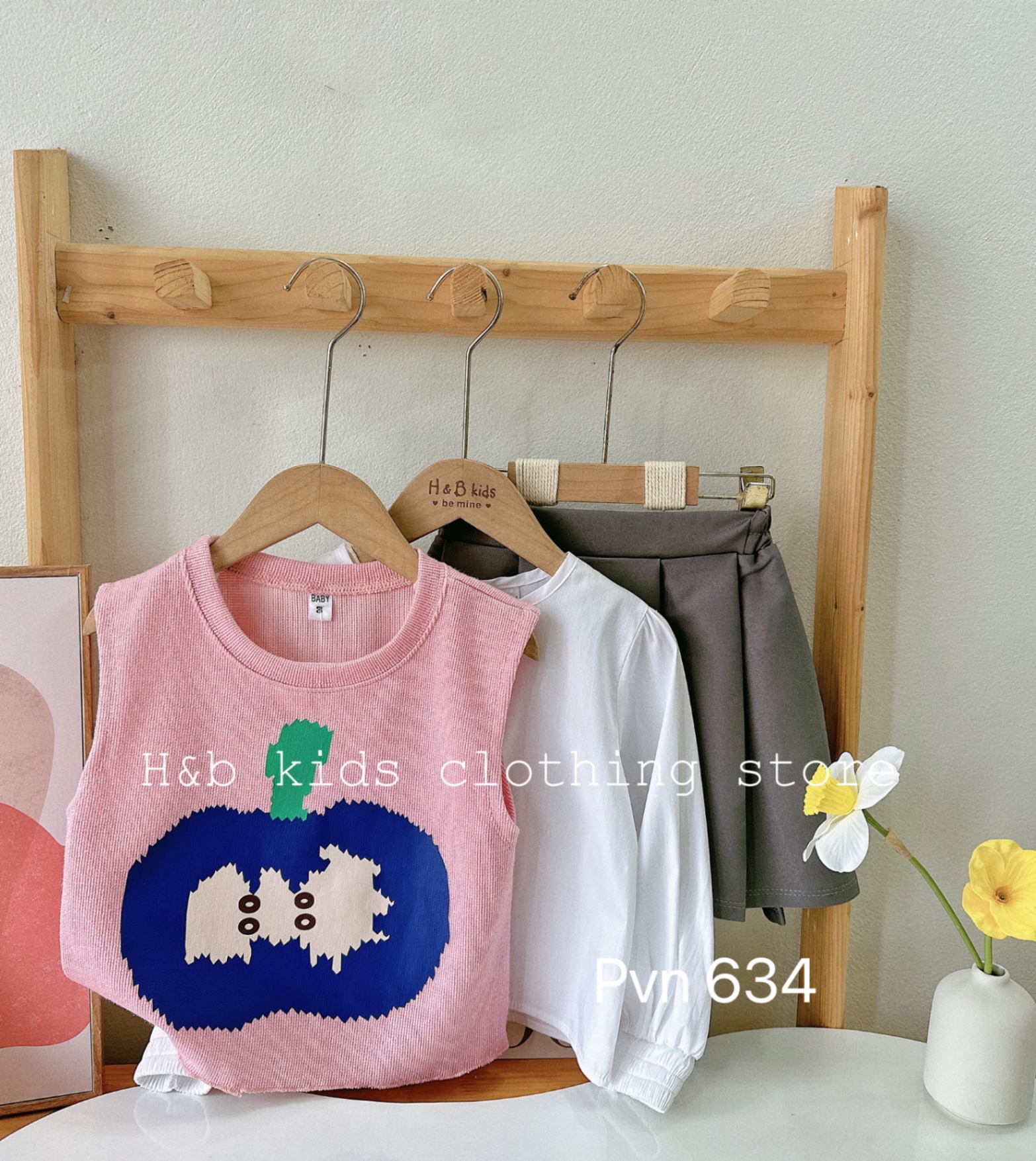 Sét 3 chi tiết gile len hồng cho bé