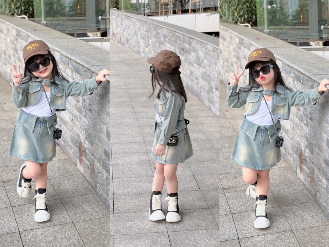 Bg717- sét 3 chi tiết bò cv chữ baby girl cho bé