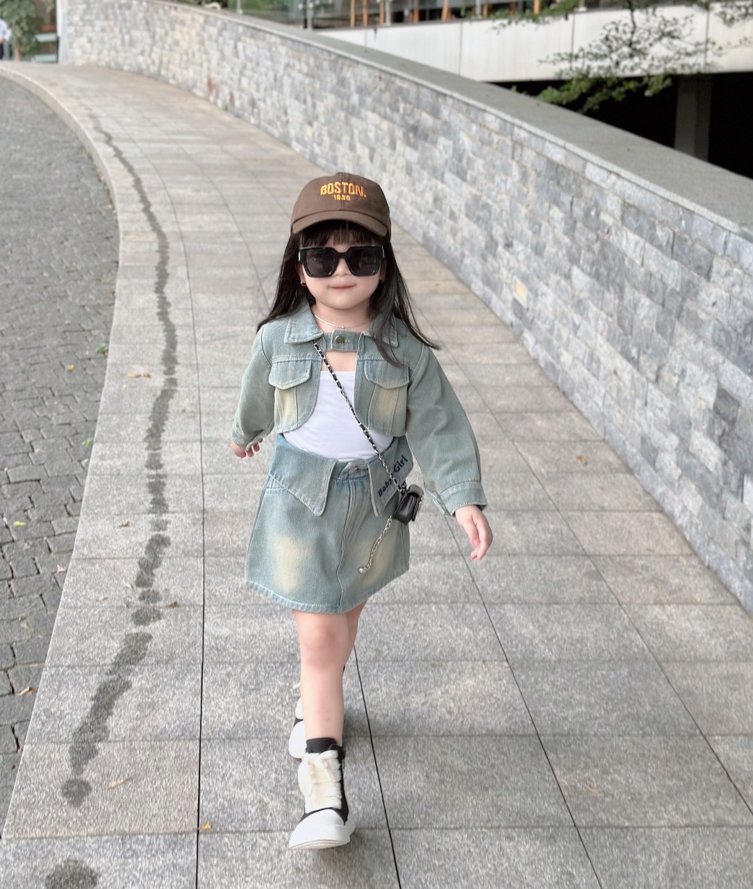 Bg717- sét 3 chi tiết bò cv chữ baby girl cho bé