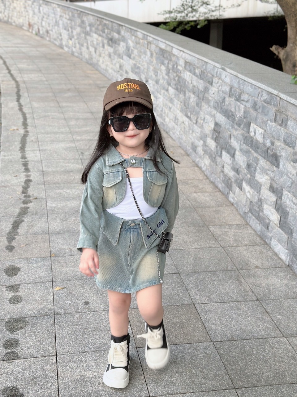Bg717- sét 3 chi tiết bò cv chữ baby girl cho bé