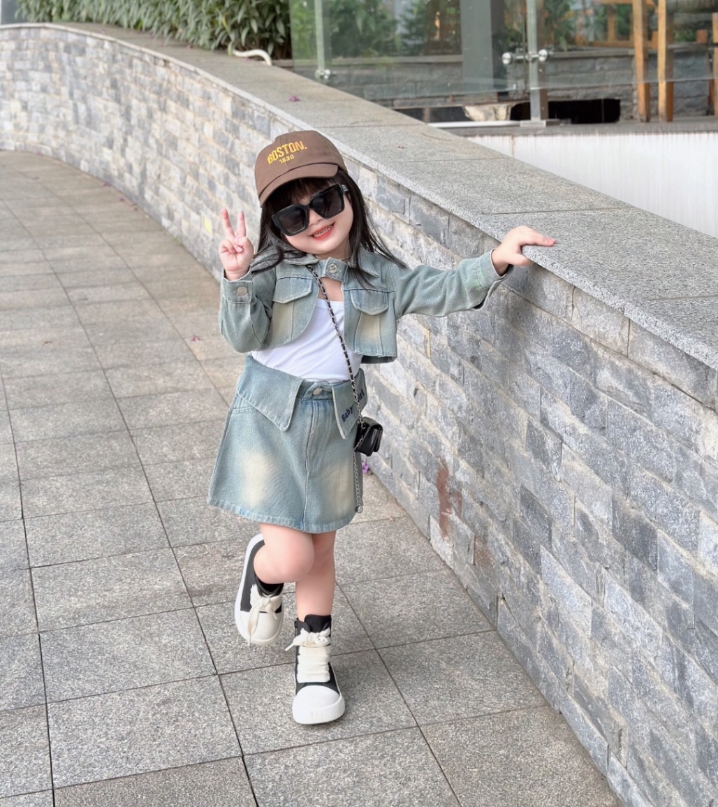 Bg717- sét 3 chi tiết bò cv chữ baby girl cho bé