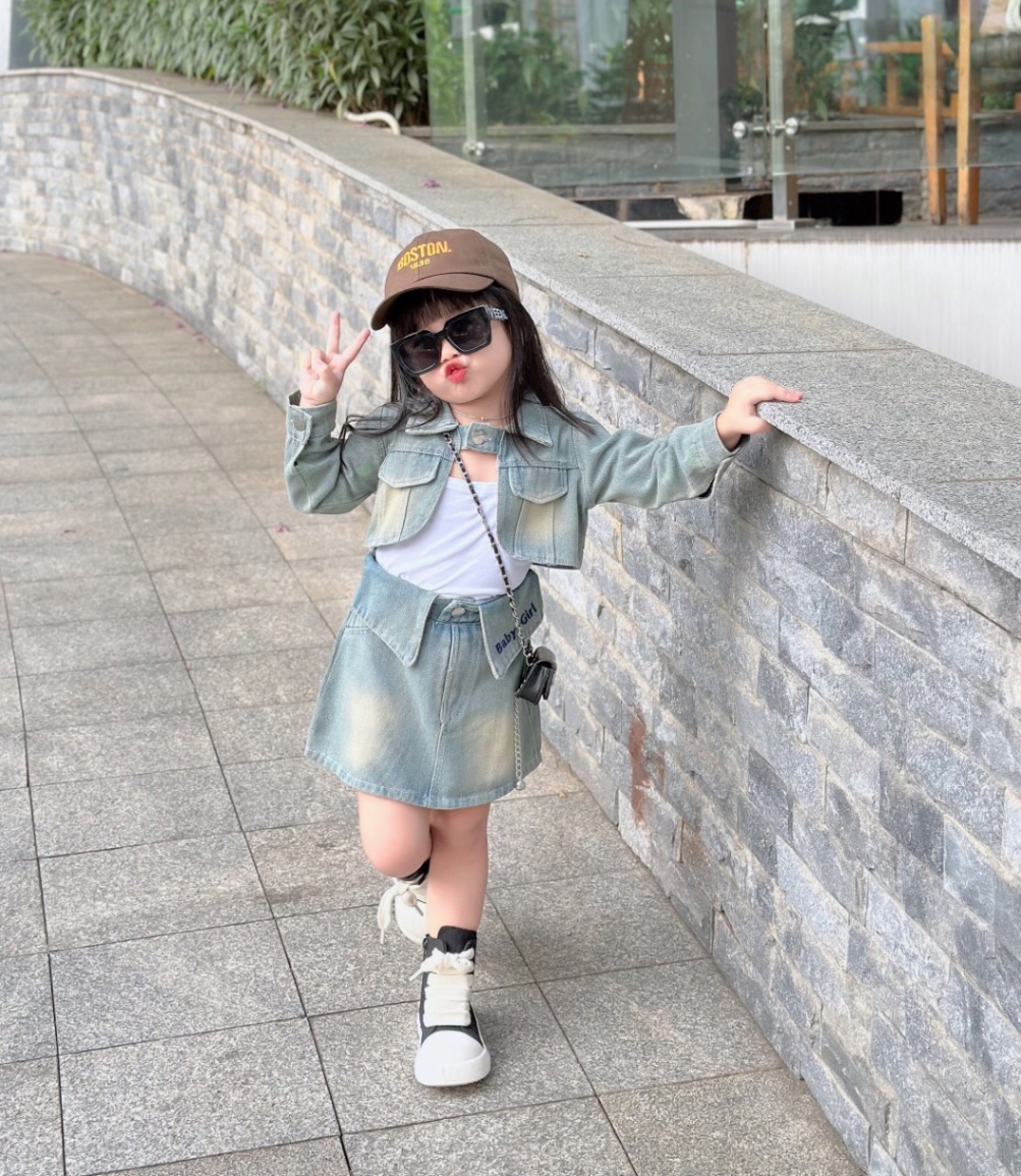 Bg717- sét 3 chi tiết bò cv chữ baby girl cho bé