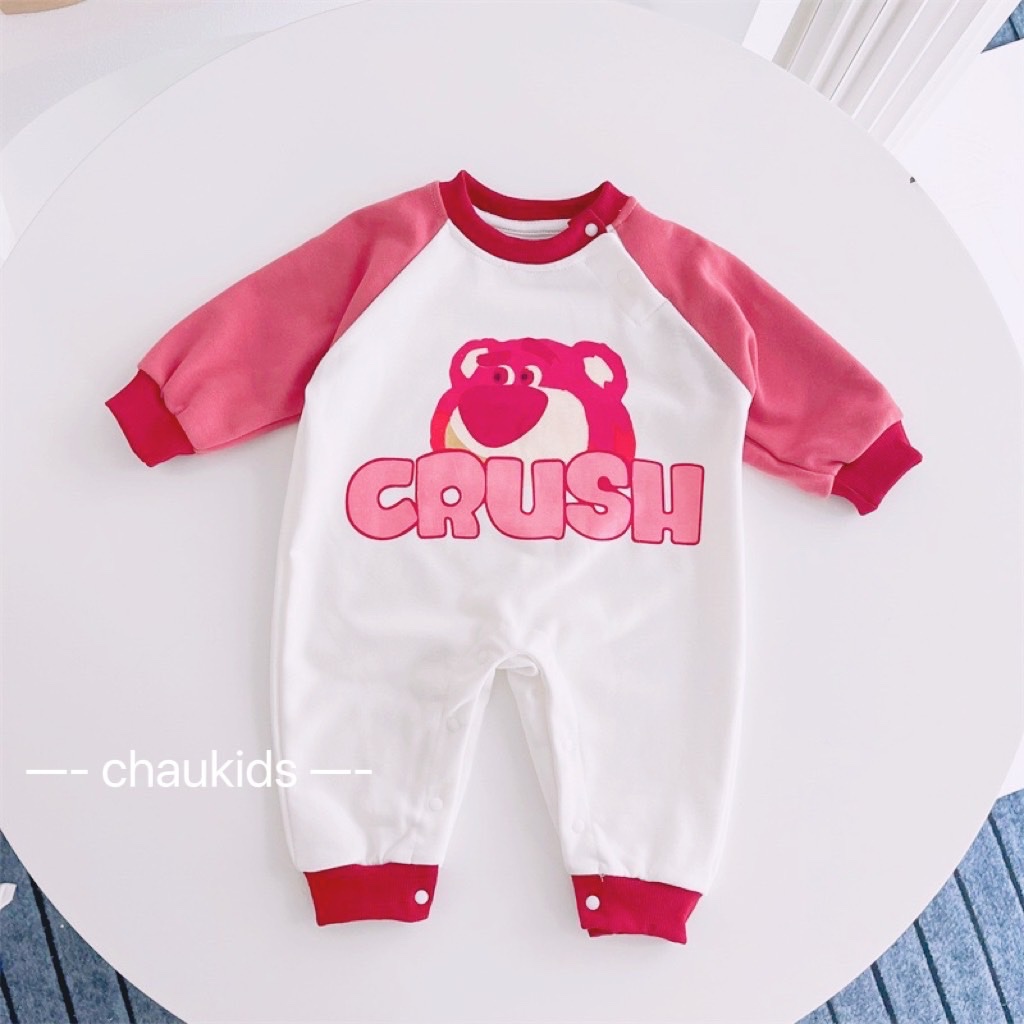 Body gấu dâu kèm mũ cho bé