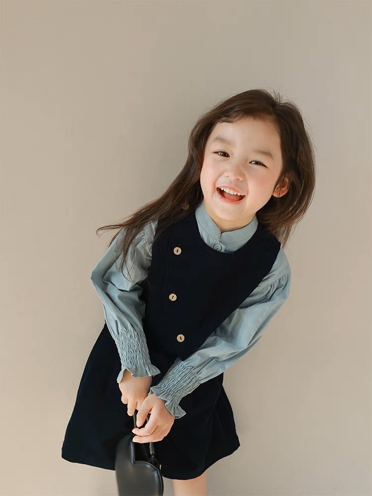 sét 3 chi tiết vạt chéo quần ngố xanh than cho bé