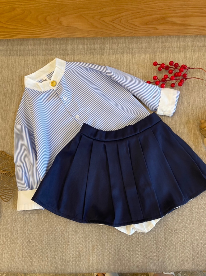 Bg730-sét bộ áo kẻ sọc cv xếp ly mk cho bé