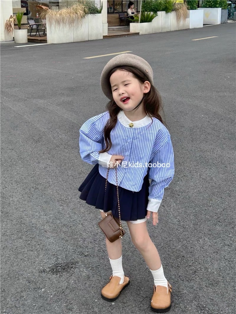 Bg730-sét bộ áo kẻ sọc cv xếp ly mk cho bé