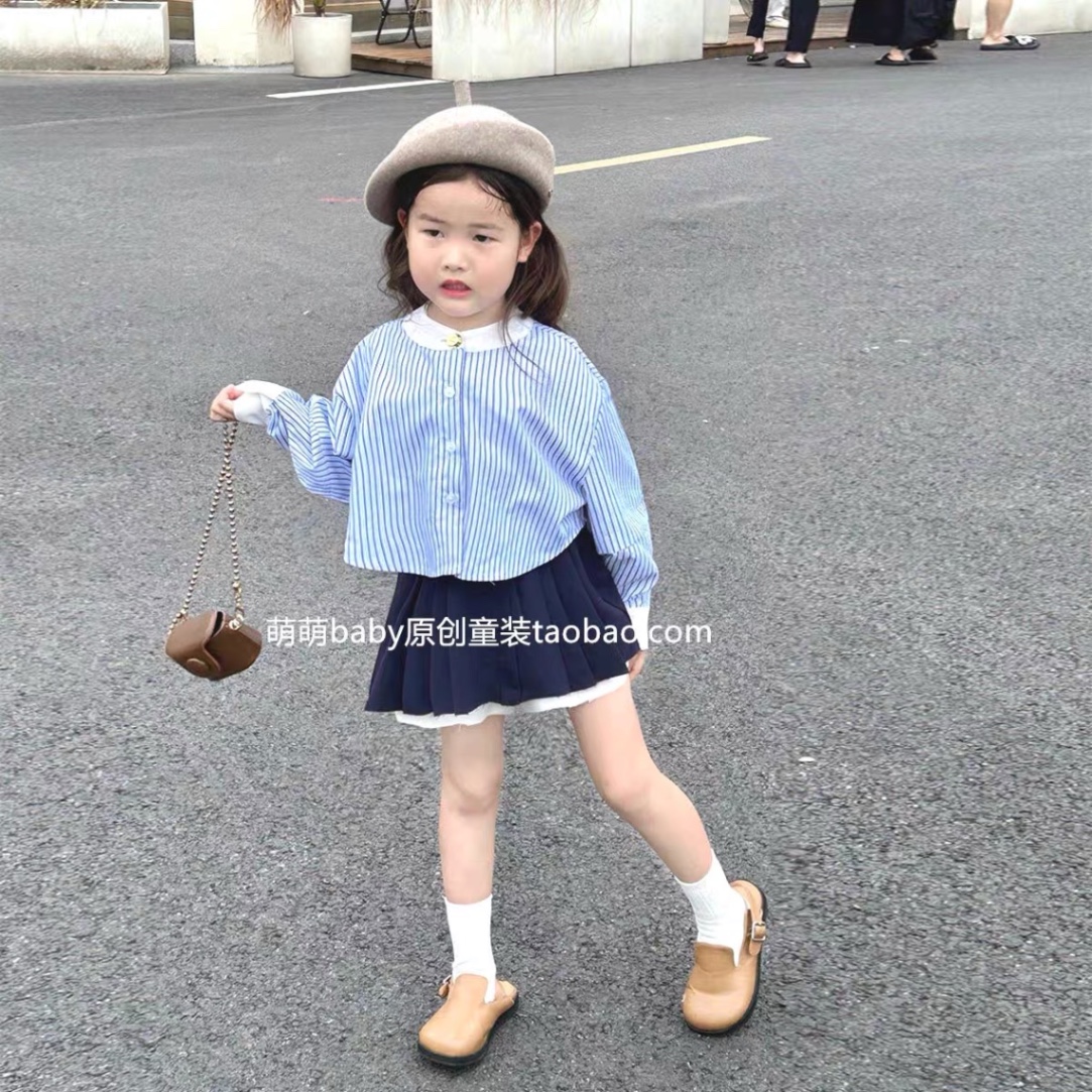 Bg730-sét bộ áo kẻ sọc cv xếp ly mk cho bé