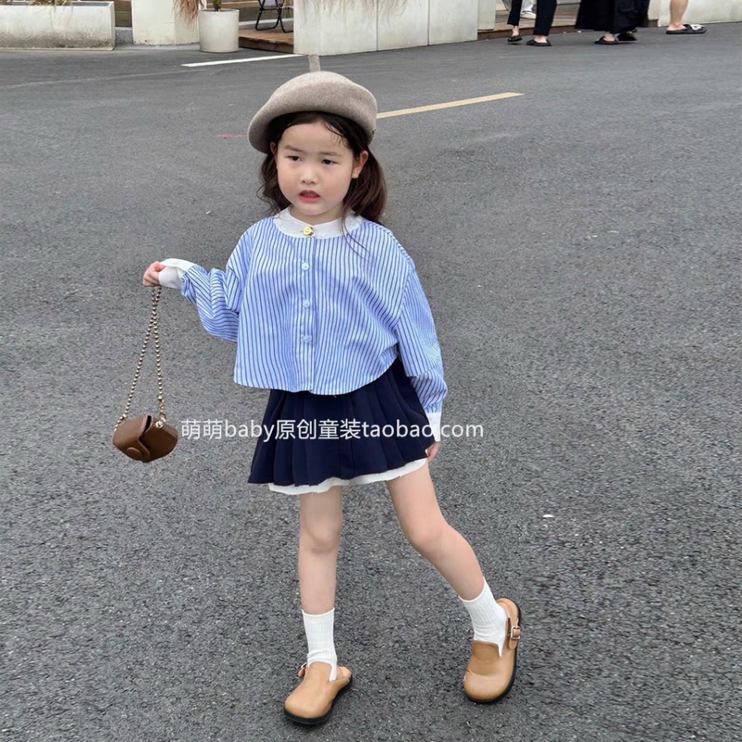 Bg730-sét bộ áo kẻ sọc cv xếp ly mk cho bé
