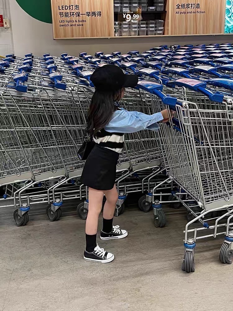 Sét 3 chi tiết gile kẻ áo xanh cho bé