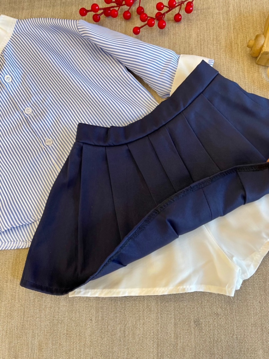 Bg730-sét bộ áo kẻ sọc cv xếp ly mk cho bé