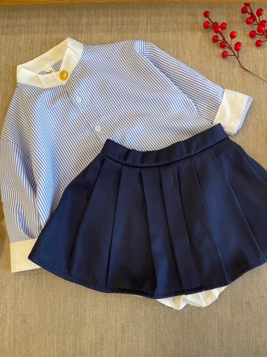 Bg730-sét bộ áo kẻ sọc cv xếp ly mk cho bé