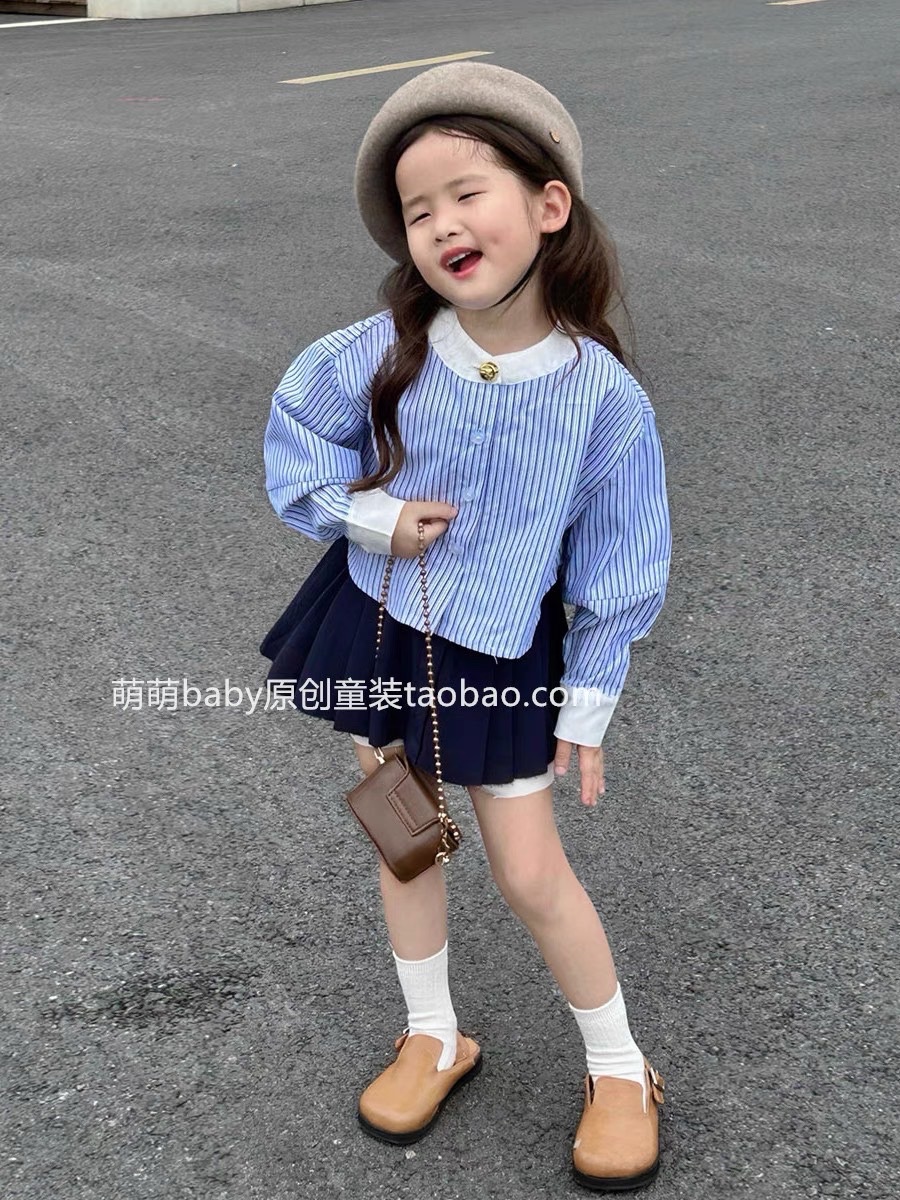 Bg730-sét bộ áo kẻ sọc cv xếp ly mk cho bé