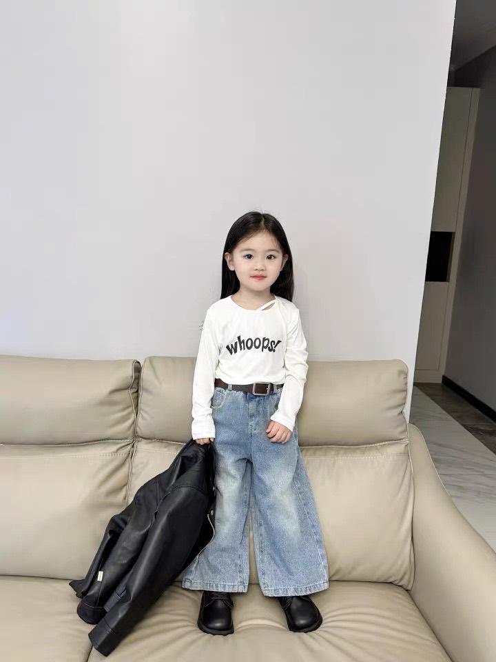 bộ whoop dài tay quần bò xuông bé gái