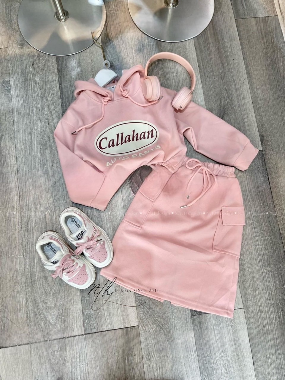 Sét áo crop callahan cv hồng bé gái