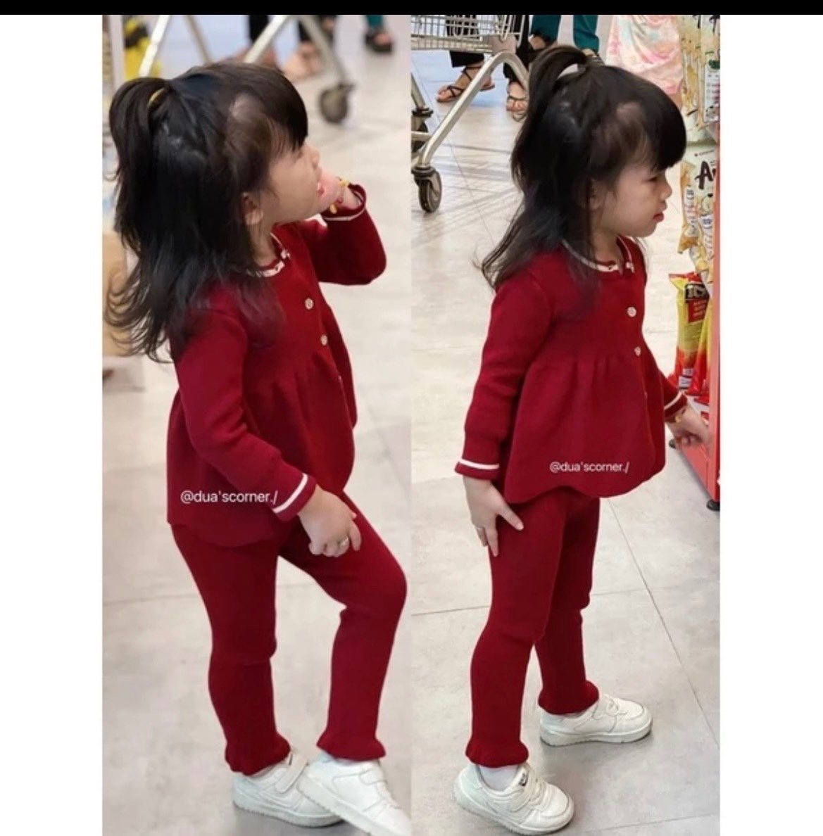 L2-SÉT BỘ NHUNG TĂM BABYDOLL ĐỎ HỒNG CHO BÉ