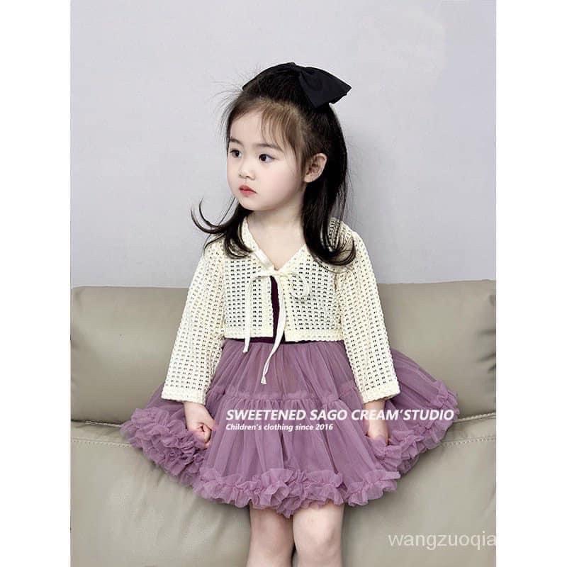 sét váy tím kèm áo lưới cho bé