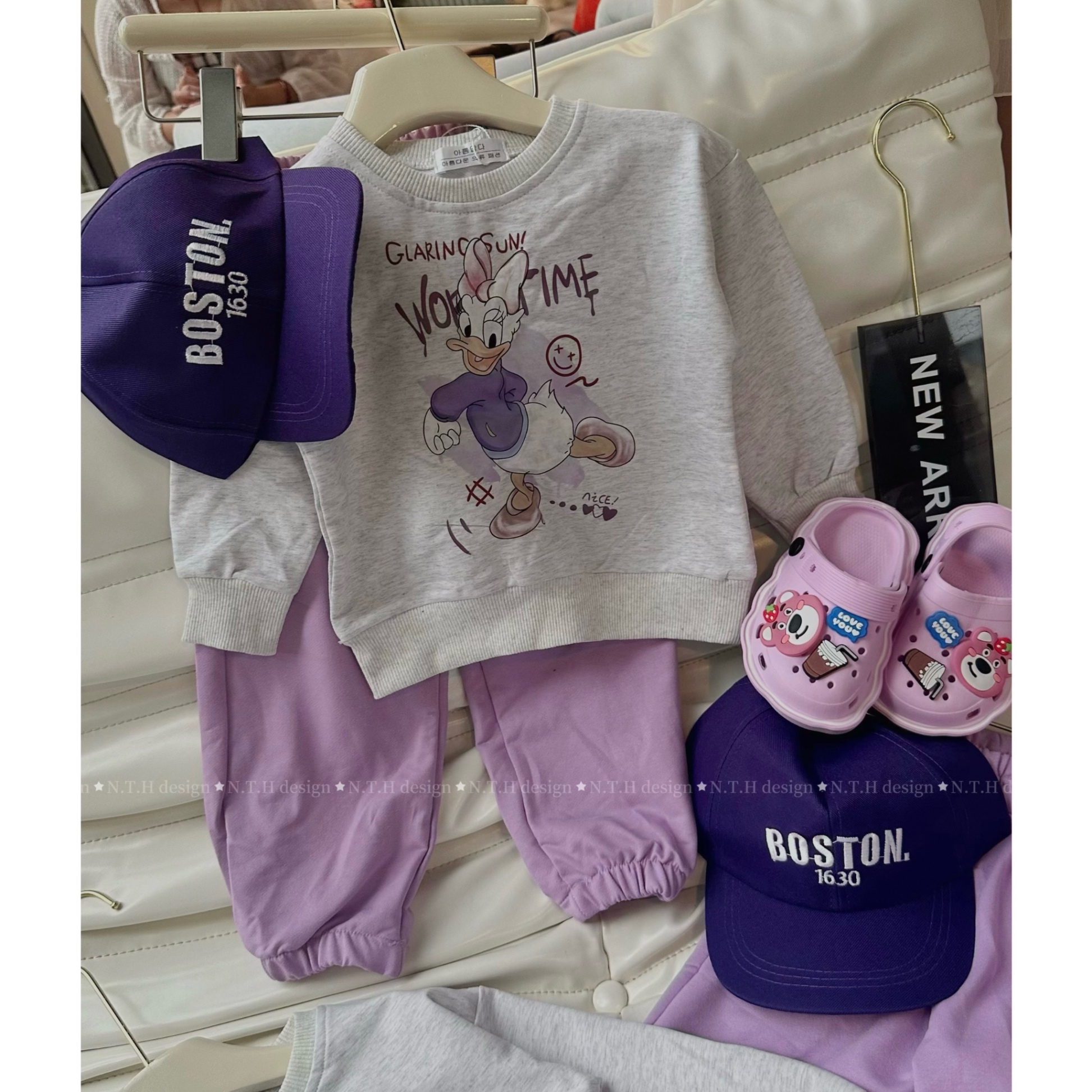 Sét 3 chi tiết áo donal quần tím cho bé