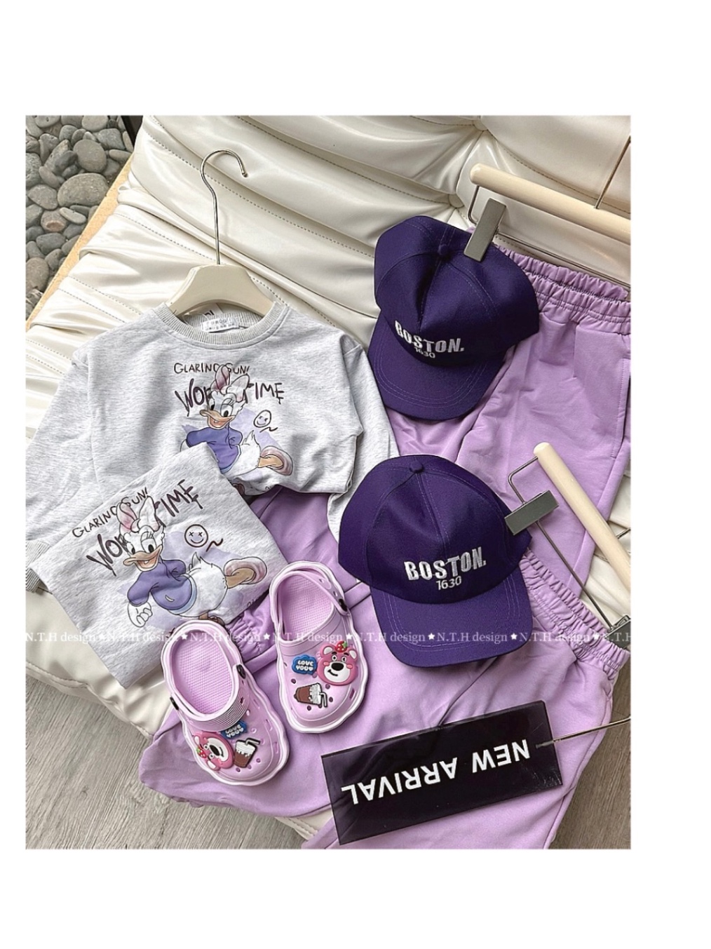 Sét 3 chi tiết áo donal quần tím cho bé