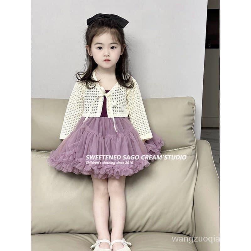 sét váy tím kèm áo lưới cho bé