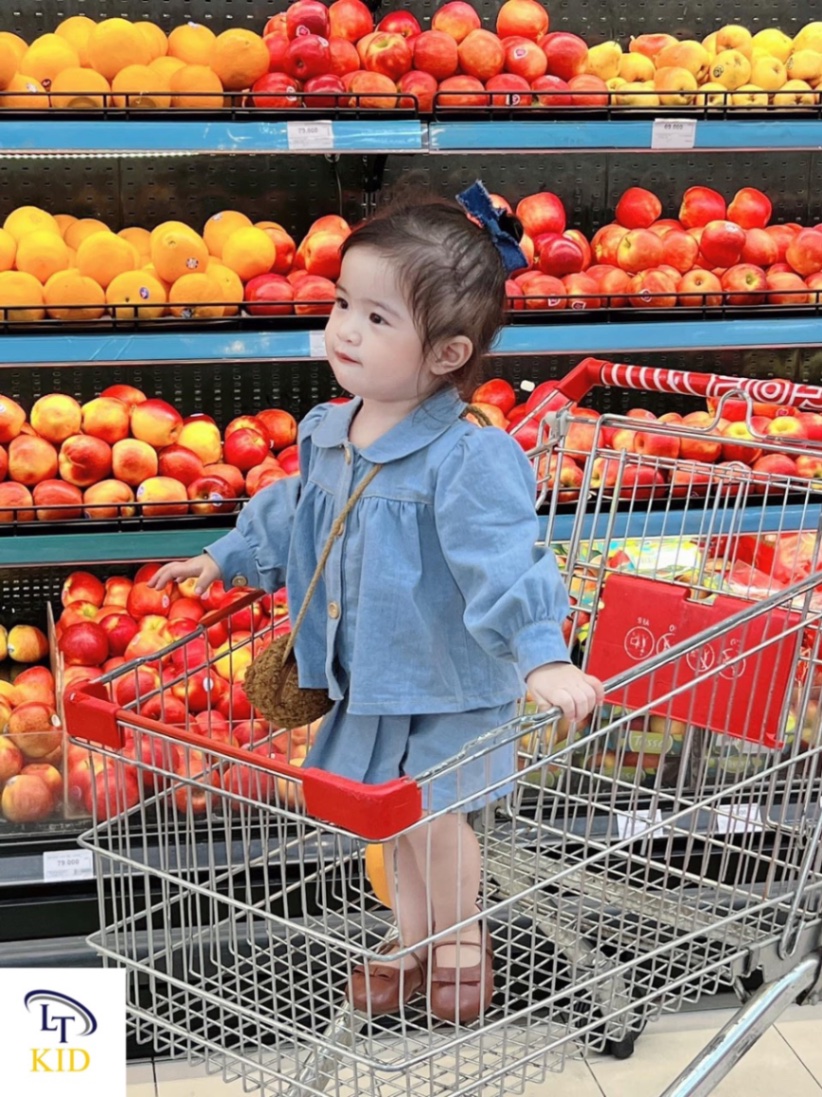 bộ bò cổ sen đậm nhạt cho bé