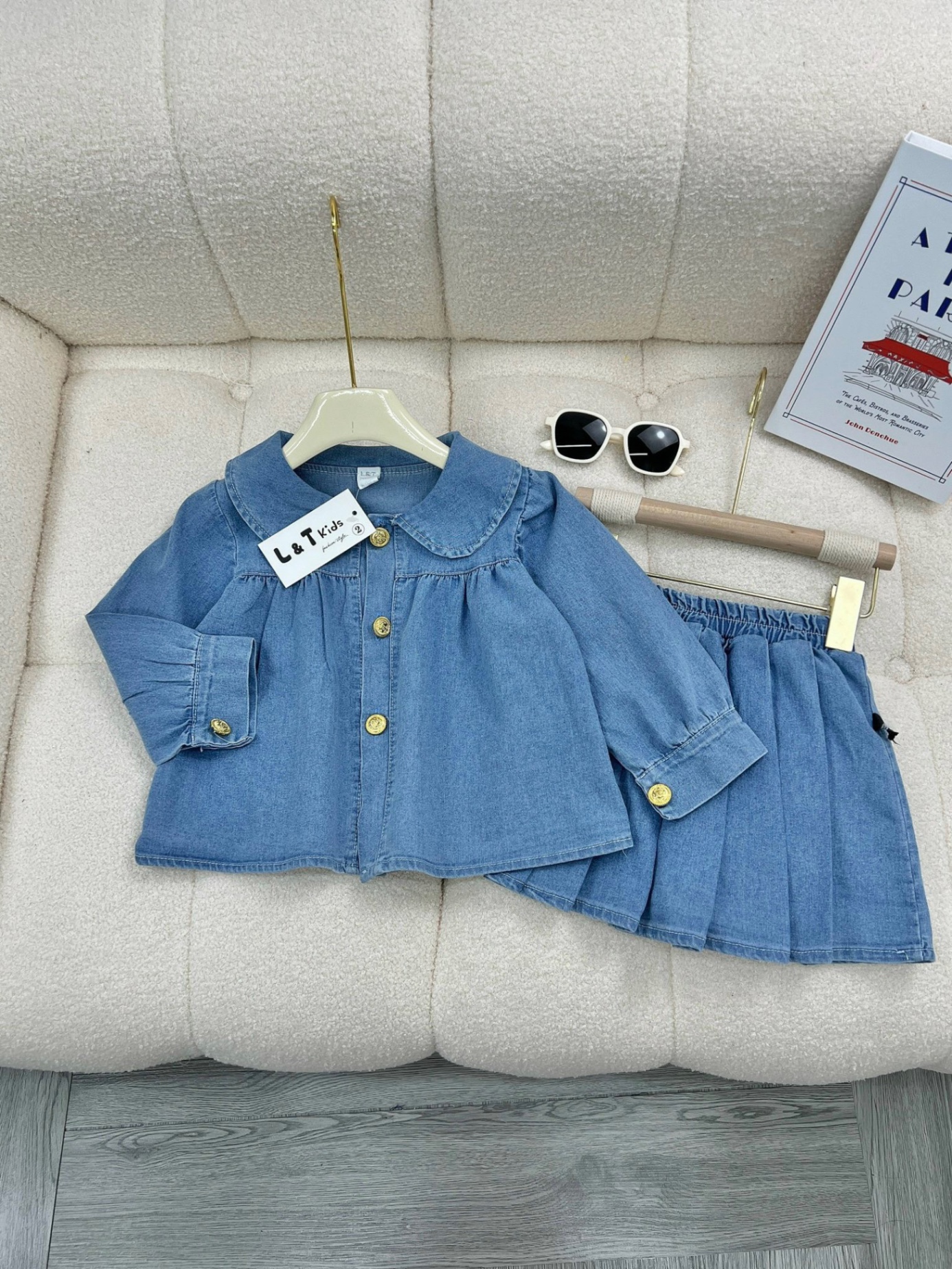 bộ bò cổ sen đậm nhạt cho bé
