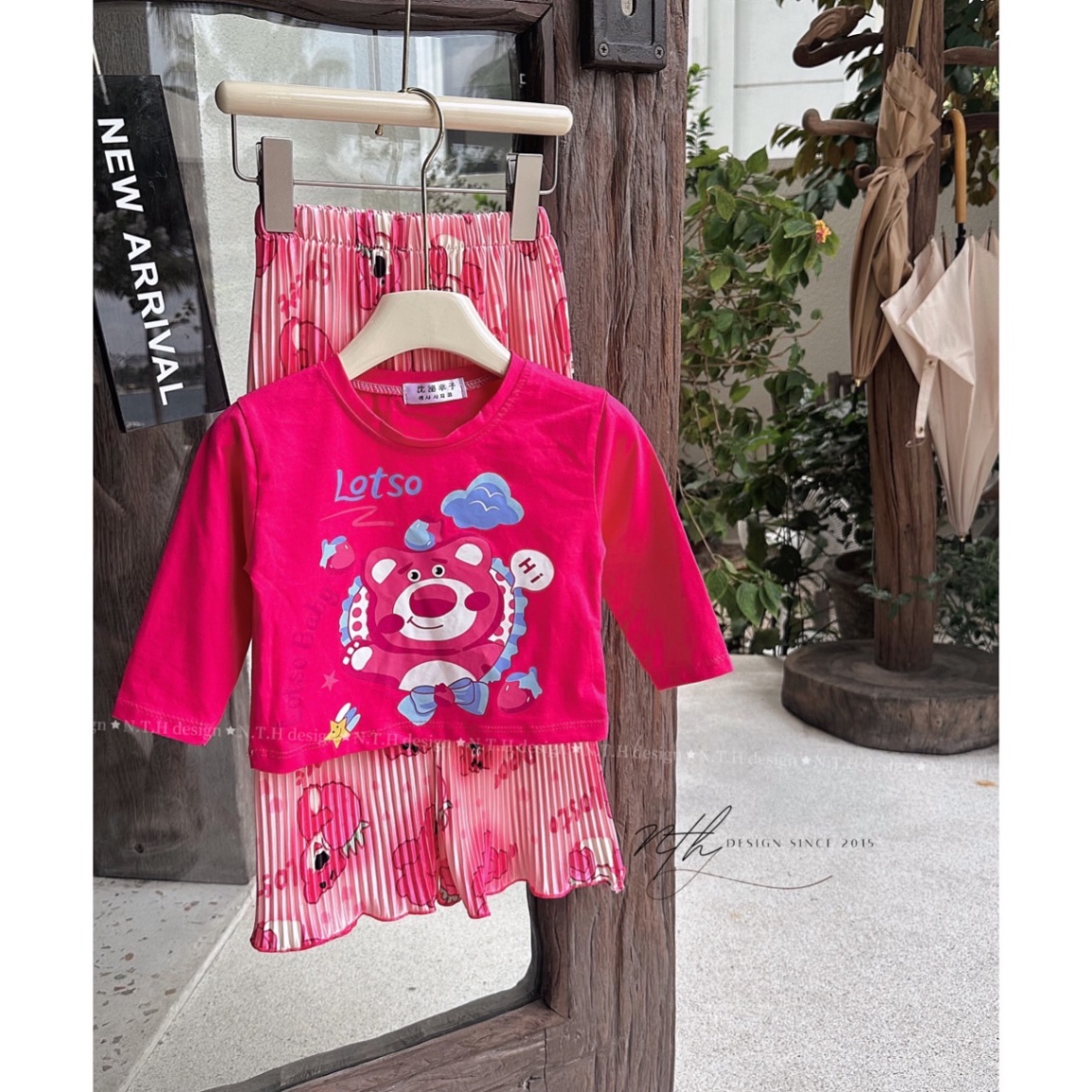 Bộ áo cotton quần dập ly hoa cho bé