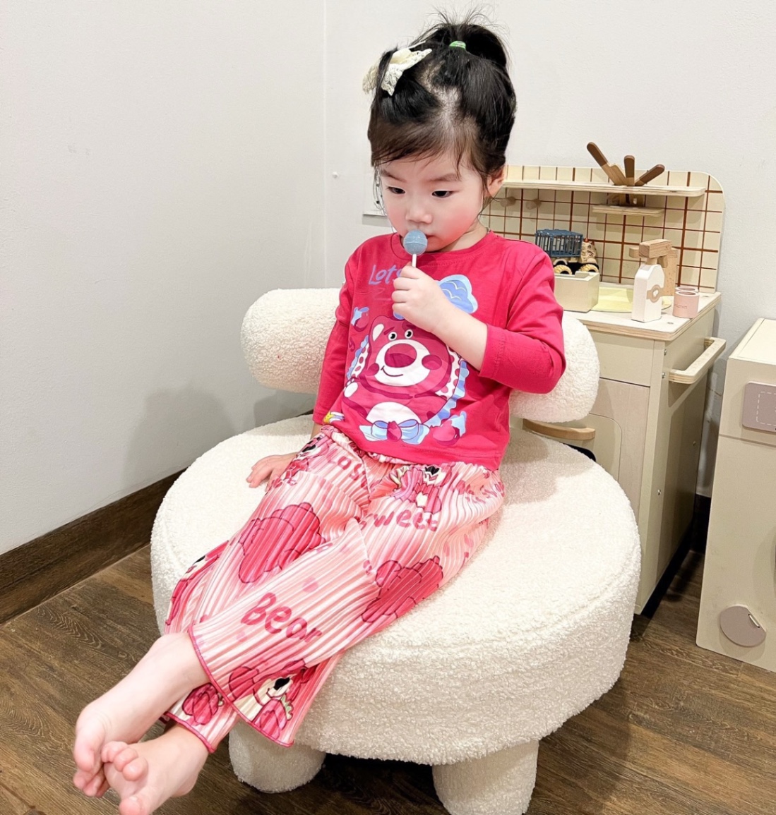 Bộ áo cotton quần dập ly hoa cho bé