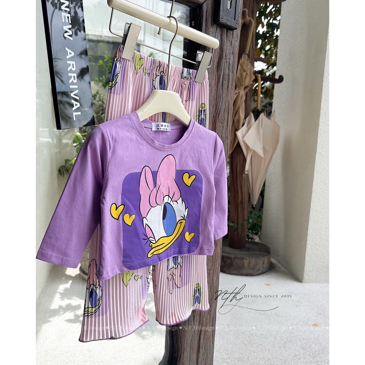 Bộ áo cotton quần dập ly hoa cho bé