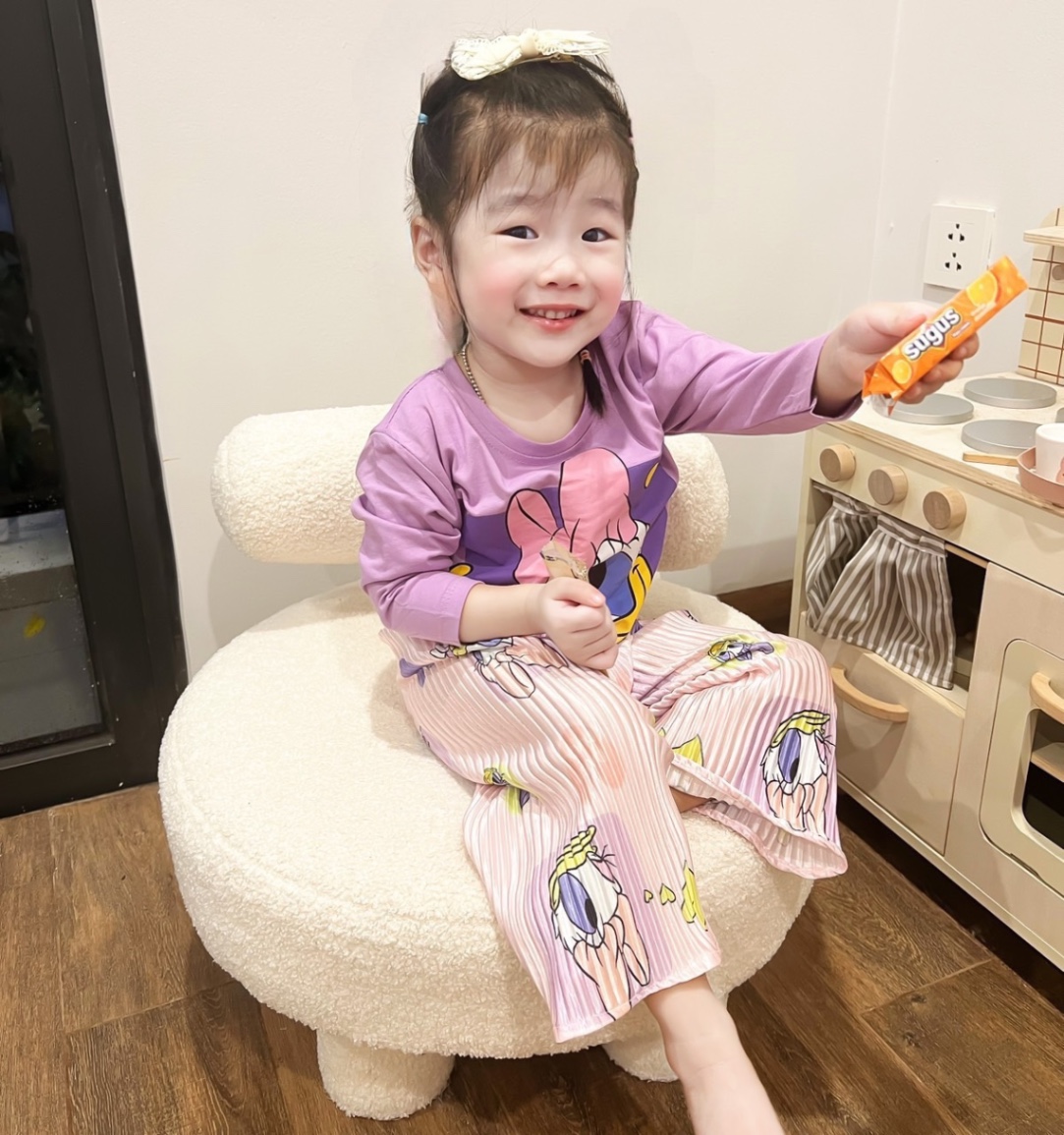 Bộ áo cotton quần dập ly hoa cho bé