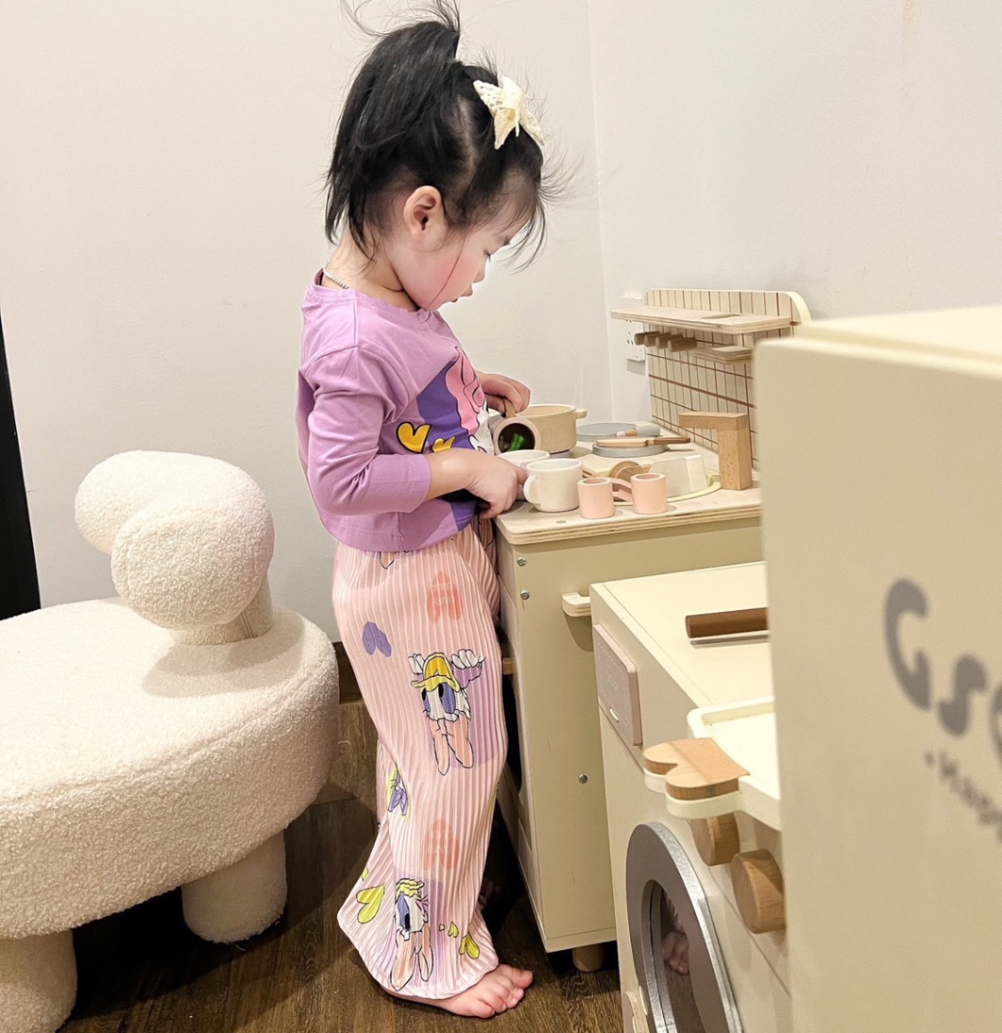 Bộ áo cotton quần dập ly hoa cho bé