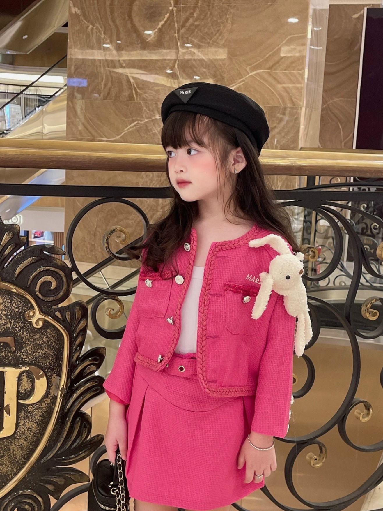 Sét dạ hồng sen 3 chi tiết cho bé (size 2-8)