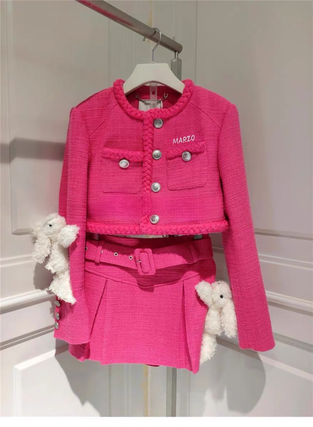 Sét dạ hồng sen 3 chi tiết cho bé (size 2-8)