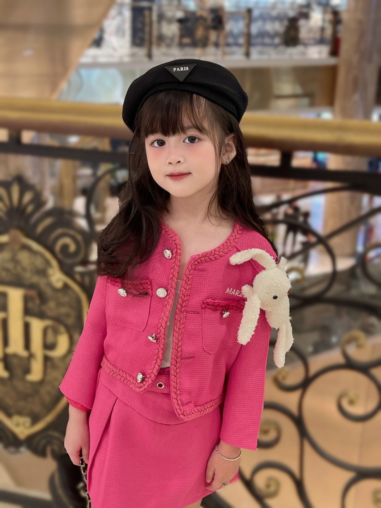 Sét dạ hồng sen 3 chi tiết cho bé (size 2-8)
