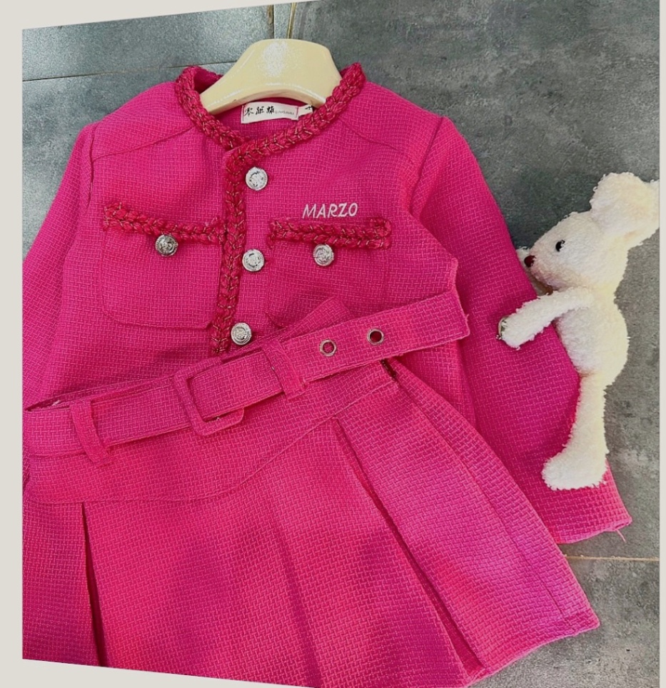 Sét dạ hồng sen 3 chi tiết cho bé (size 2-8)