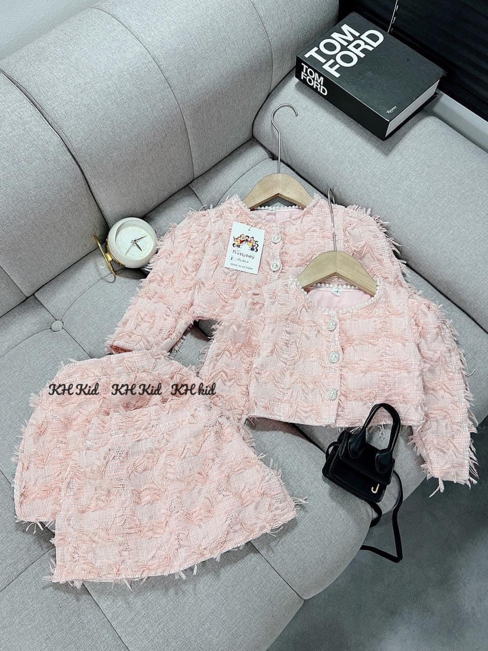 sét dạ lông hồng bé gái