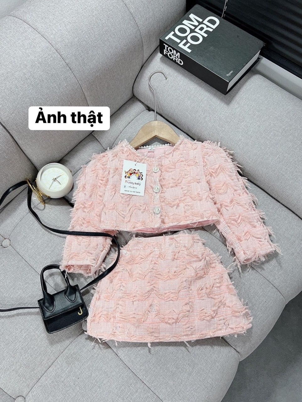 sét dạ lông hồng bé gái