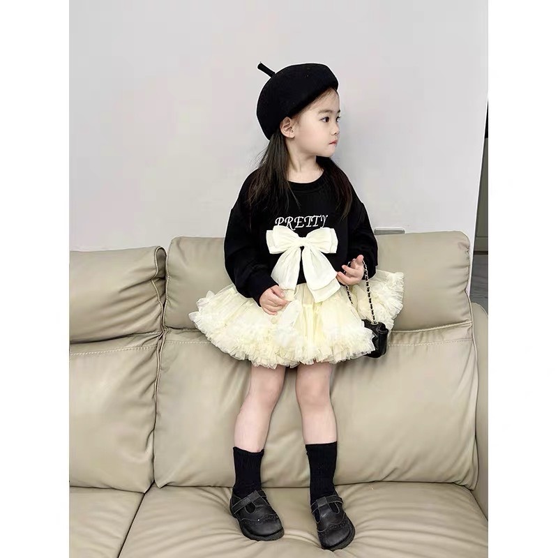 sét bộ áo da cá đen nơ kèm cv cho bé