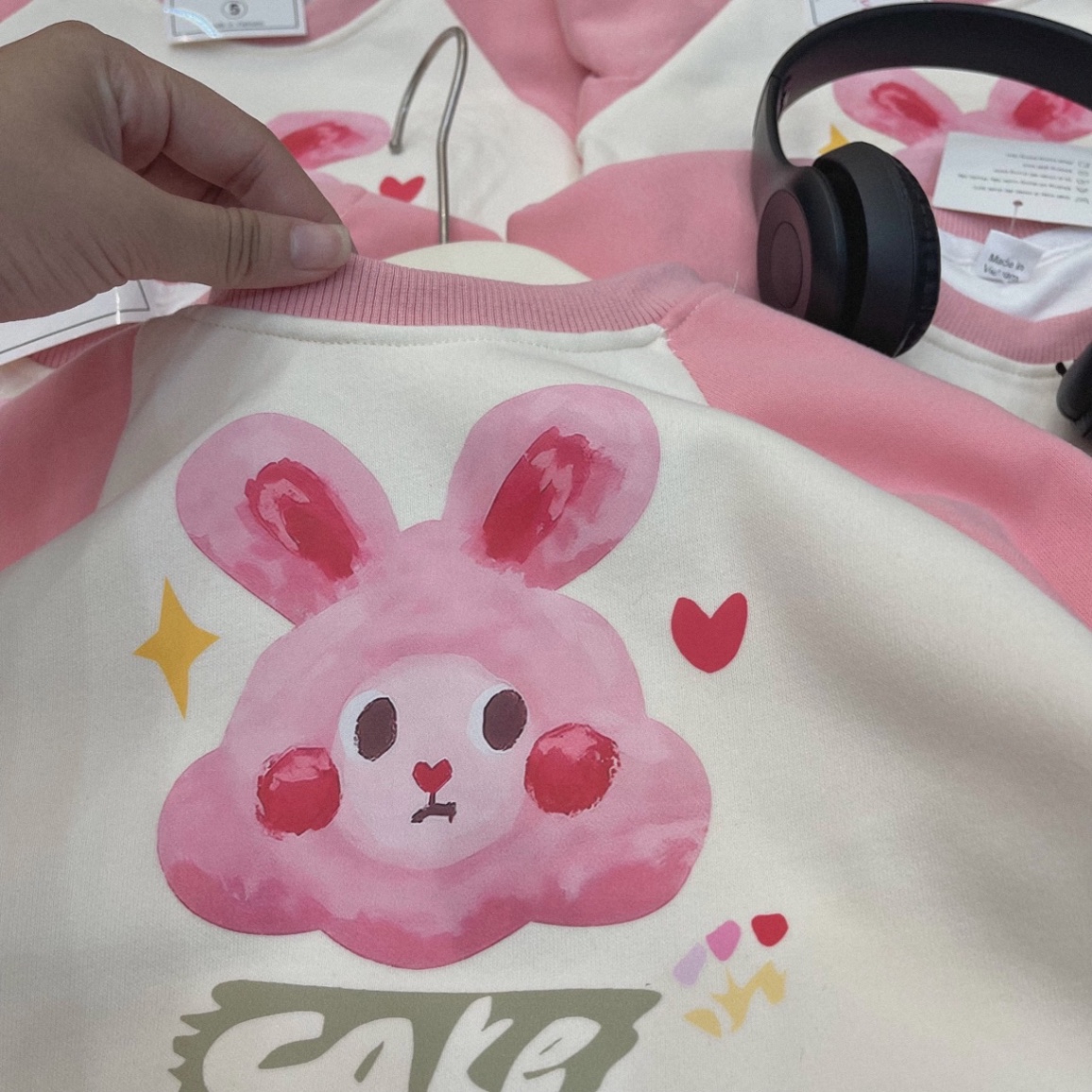 Bộ thỏ hồng 2 da cho bé