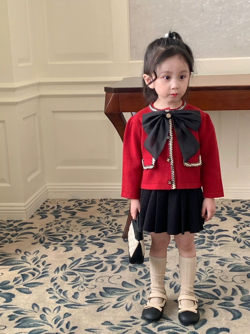 Sét bộ áo tăm nhung nơ đen 3 màu cv đen cho bé