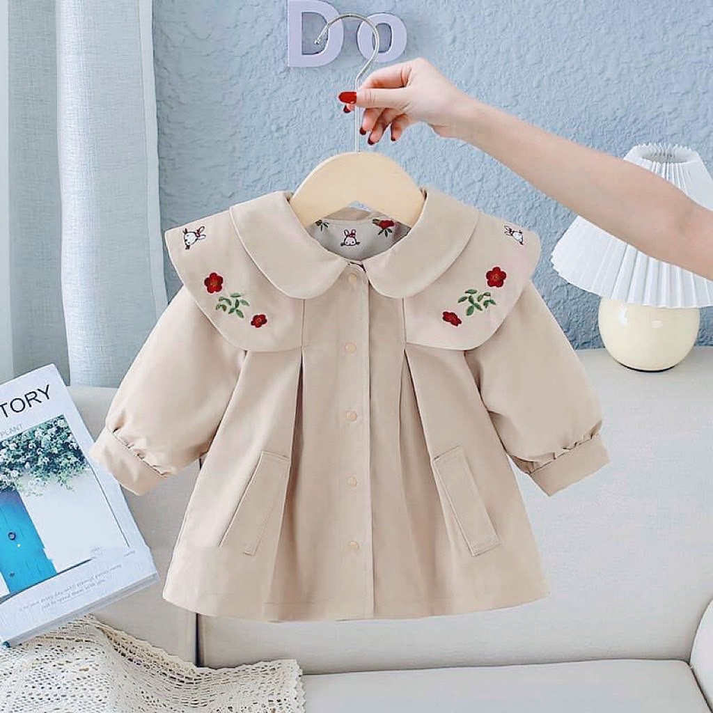 Bg804 - áo mangto cổ thêu bé gái
