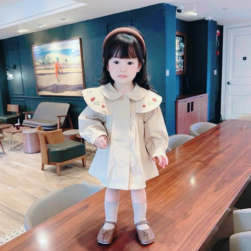 Bg804 - áo mangto cổ thêu bé gái