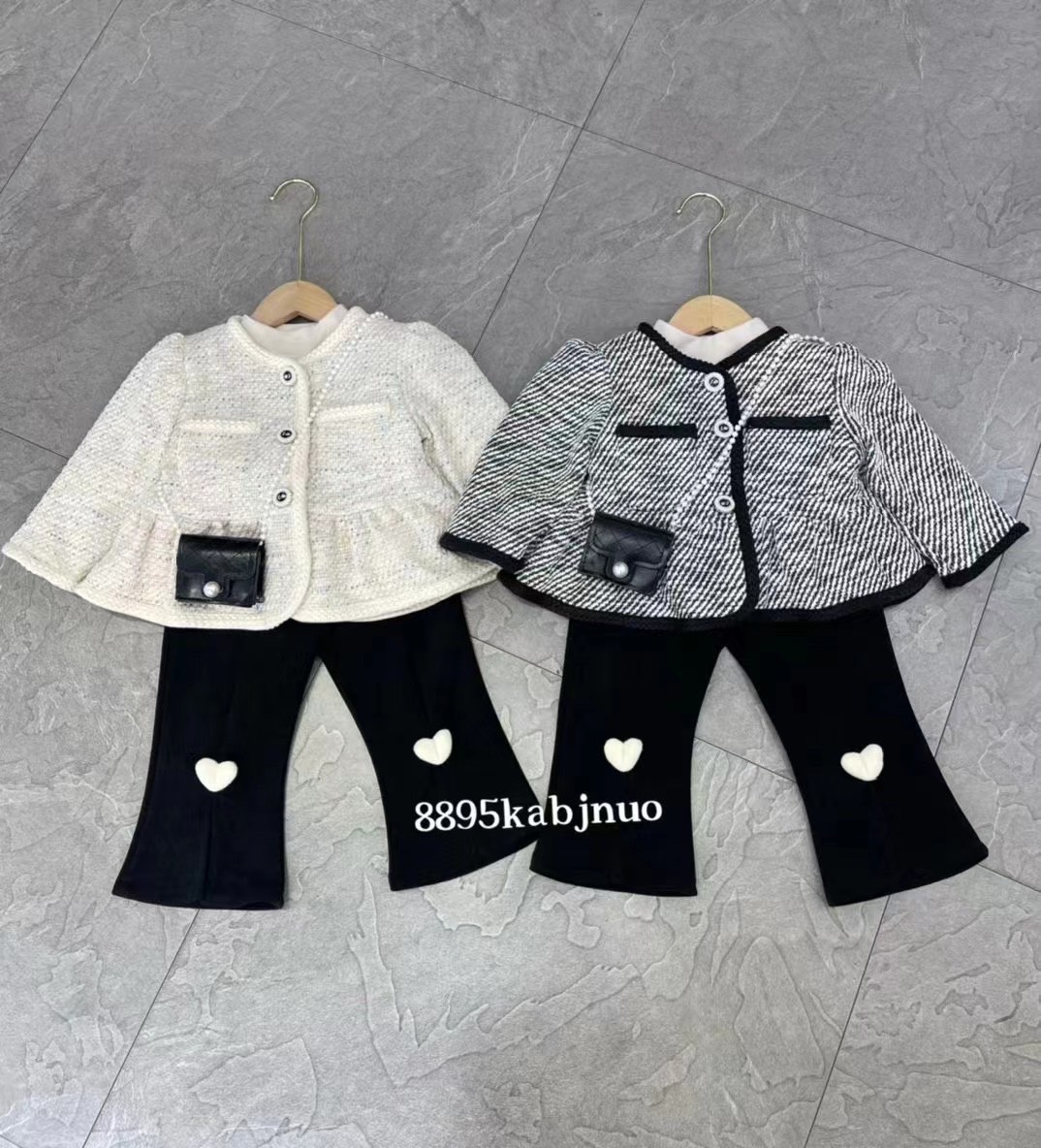 Bg805- sét áo dạ 2 màu quần trái tim cho bé