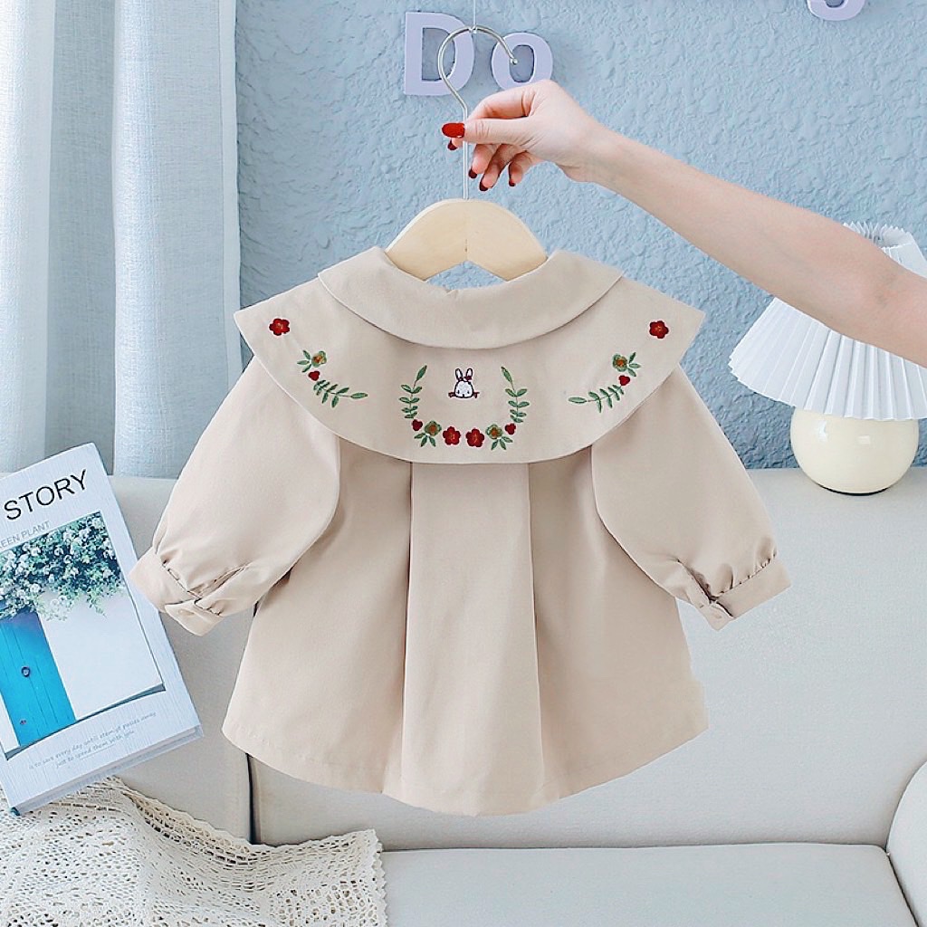 Bg804 - áo mangto cổ thêu bé gái