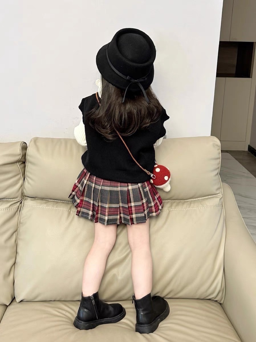 Bg807- sét 3 chi tiết gile đen cho bé
