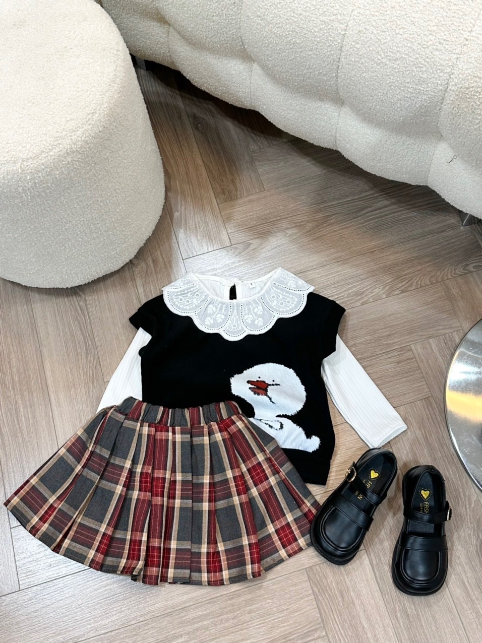 Bg807- sét 3 chi tiết gile đen cho bé