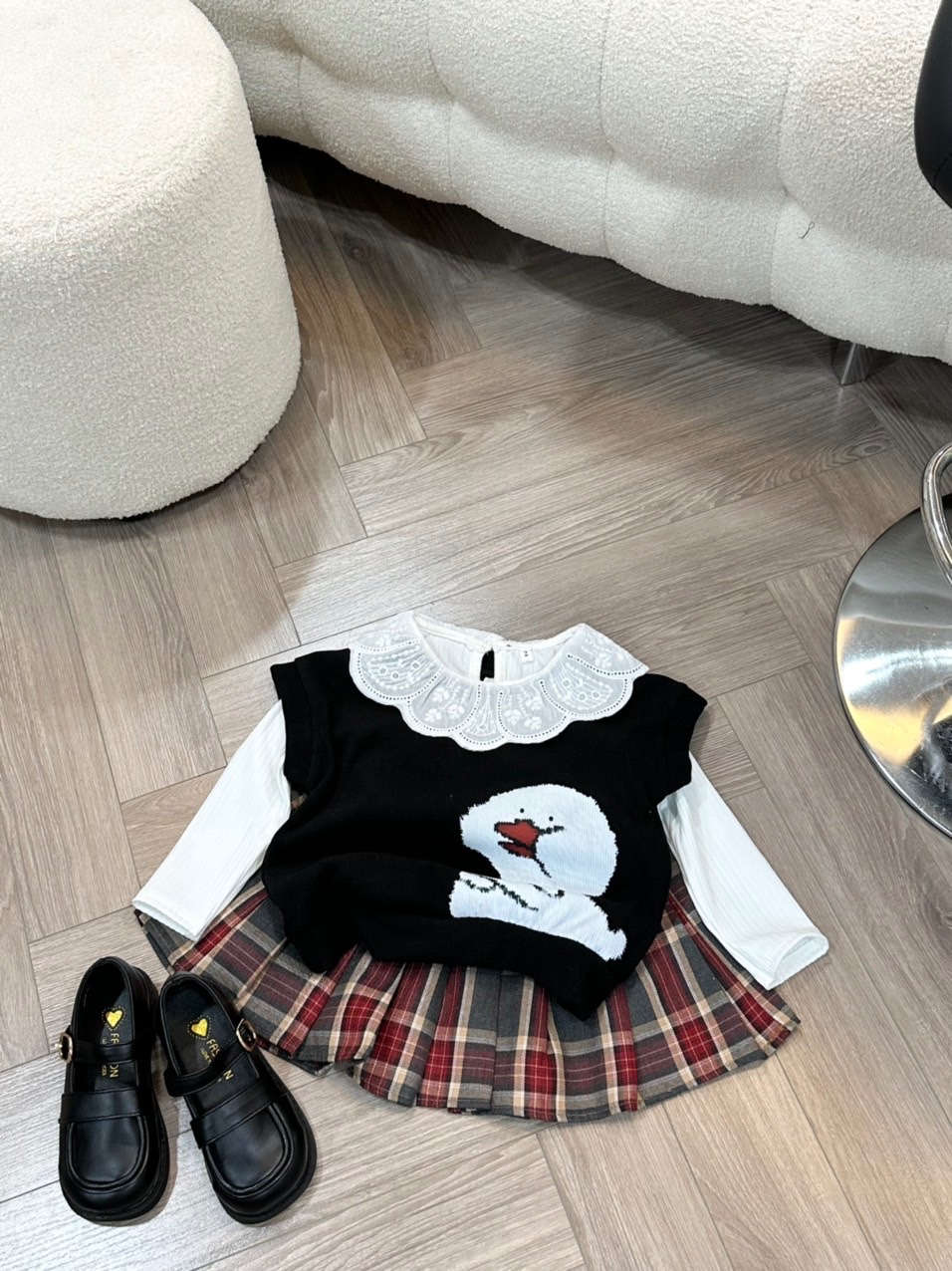 Bg807- sét 3 chi tiết gile đen cho bé